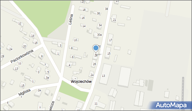 Wojciechów, Fabryczna, 28, mapa Wojciechów