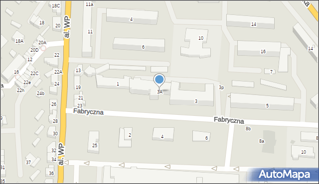 Zambrów, Fabryczna, 3A, mapa Zambrów