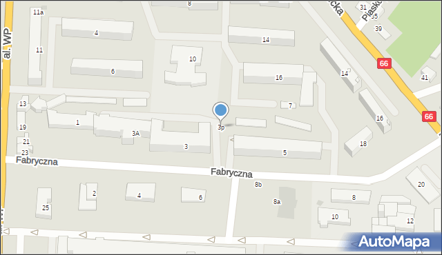 Zambrów, Fabryczna, 3p, mapa Zambrów