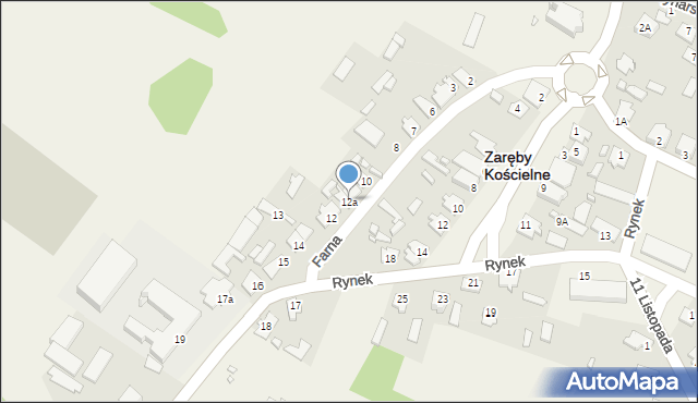 Zaręby Kościelne, Farna, 12a, mapa Zaręby Kościelne