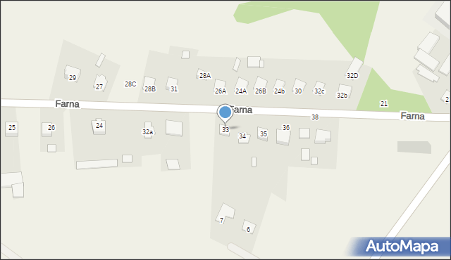 Zaręby Kościelne, Farna, 33, mapa Zaręby Kościelne