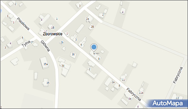 Zborowskie, Fabryczna, 7, mapa Zborowskie