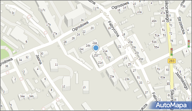 Zielona Góra, Fabryczna, 21c, mapa Zielona Góra