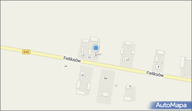 Feliksów, Feliksów, 11, mapa Feliksów