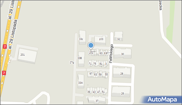 Kraków, Felińskiego Zygmunta Szczęsnego, abp., 101, mapa Krakowa