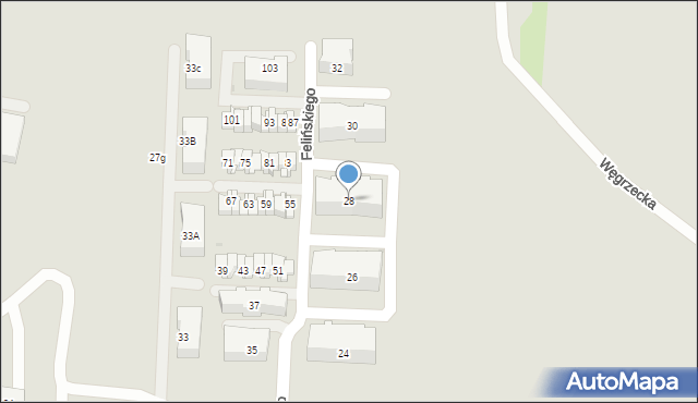 Kraków, Felińskiego Zygmunta Szczęsnego, abp., 28, mapa Krakowa