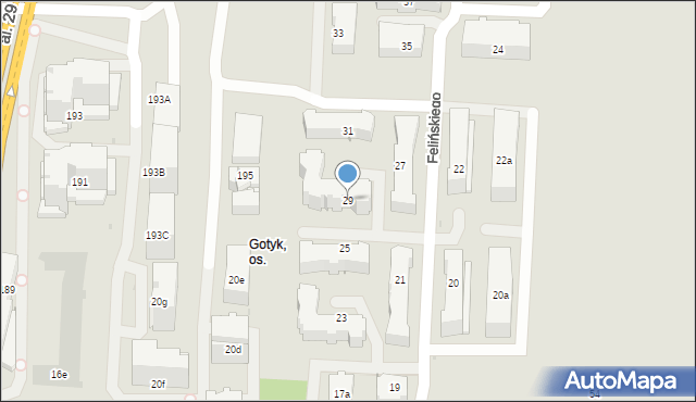 Kraków, Felińskiego Zygmunta Szczęsnego, abp., 29, mapa Krakowa
