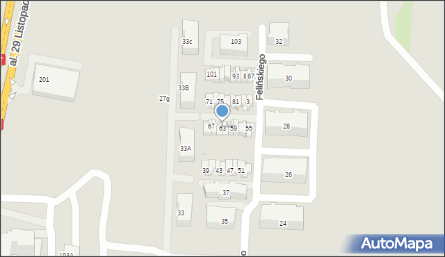 Kraków, Felińskiego Zygmunta Szczęsnego, abp., 63, mapa Krakowa