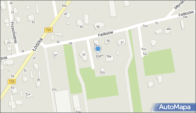 Skierniewice, Feliksów, 61A, mapa Skierniewic