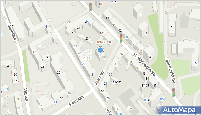 Szczecin, Felczaka Wacława, 1/2, mapa Szczecina