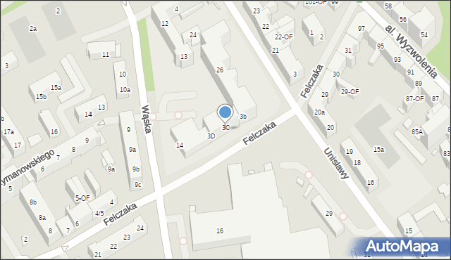 Szczecin, Felczaka Wacława, 3a, mapa Szczecina