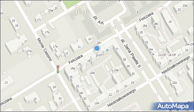 Szczecin, Felczaka Wacława, 17, mapa Szczecina