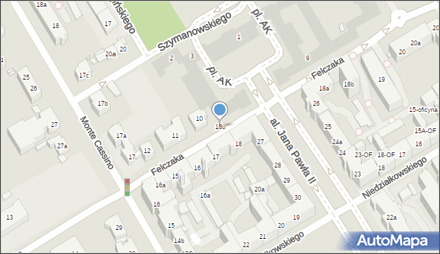 Szczecin, Felczaka Wacława, 18u, mapa Szczecina