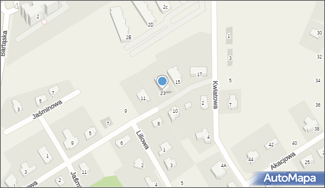 Bartąg, Fiołkowa, 13, mapa Bartąg