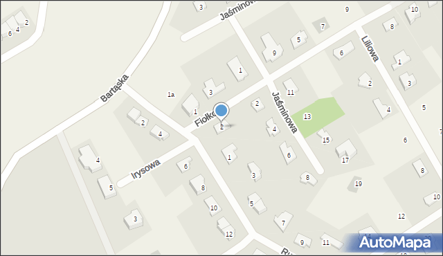 Bartąg, Fiołkowa, 2, mapa Bartąg