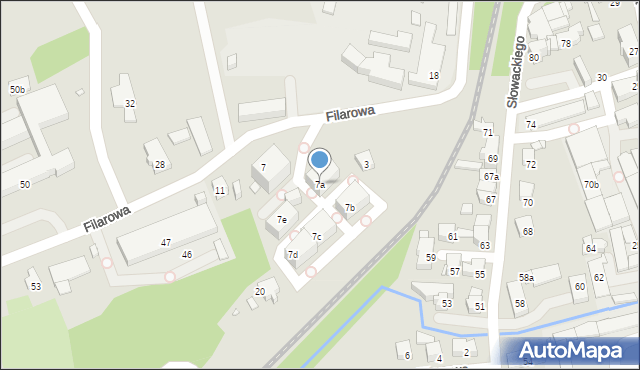 Bielsko-Biała, Filarowa, 7a, mapa Bielsko-Białej