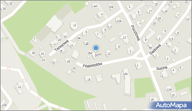 Bielsko-Biała, Filatelistów, 14, mapa Bielsko-Białej