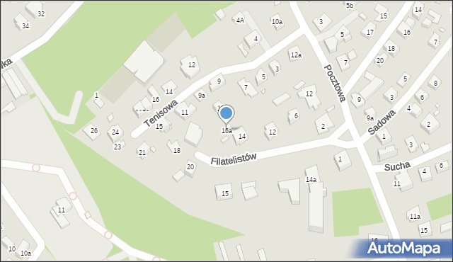 Bielsko-Biała, Filatelistów, 16a, mapa Bielsko-Białej