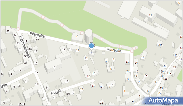 Bydgoszcz, Filarecka, 9, mapa Bydgoszczy