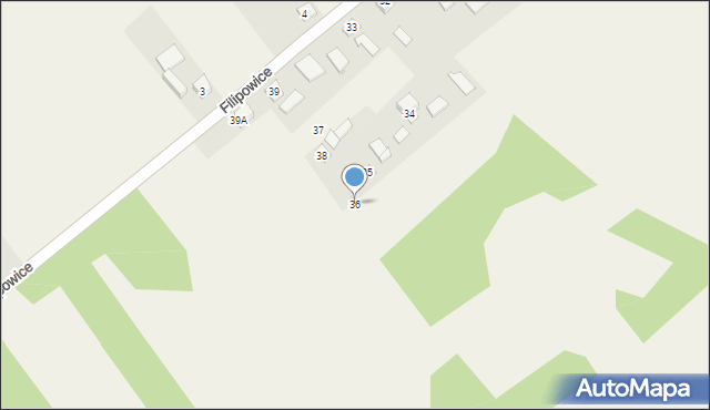 Filipowice, Filipowice, 36, mapa Filipowice