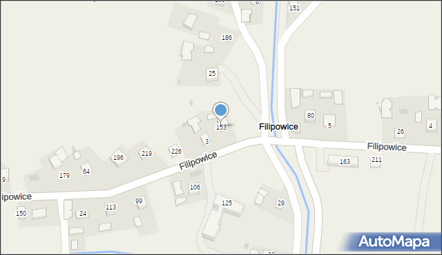 Filipowice, Filipowice, 153, mapa Filipowice