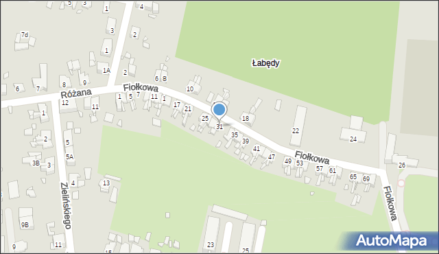 Gliwice, Fiołkowa, 31, mapa Gliwic