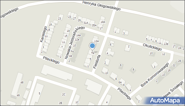 Głogów, Fieldorfa-Nila Augusta Emila, gen., 7A, mapa Głogów