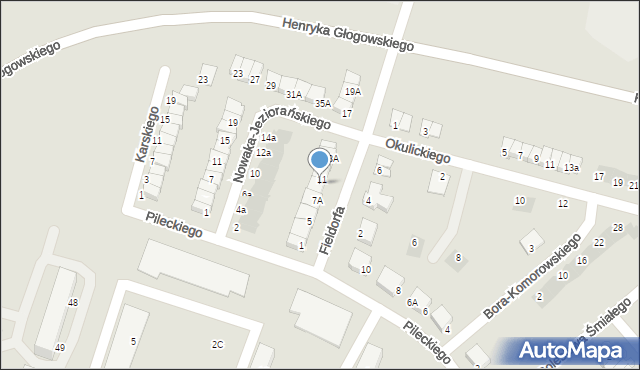 Głogów, Fieldorfa-Nila Augusta Emila, gen., 9A, mapa Głogów