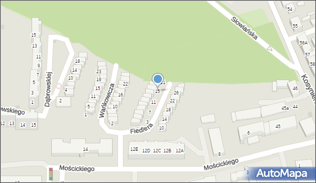 Gorzów Wielkopolski, Fiedlera Arkadego, 15, mapa Gorzów Wielkopolski