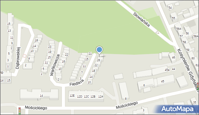 Gorzów Wielkopolski, Fiedlera Arkadego, 28, mapa Gorzów Wielkopolski