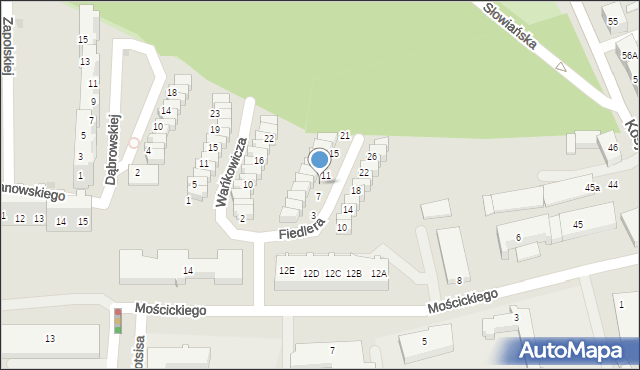 Gorzów Wielkopolski, Fiedlera Arkadego, 9, mapa Gorzów Wielkopolski