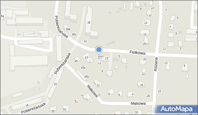 Hrubieszów, Fiołkowa, 13, mapa Hrubieszów