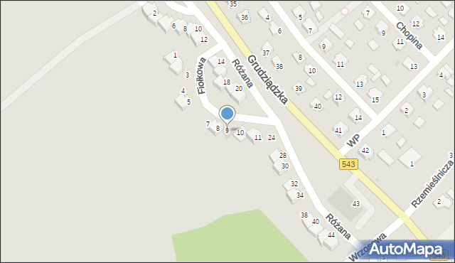 Jabłonowo Pomorskie, Fiołkowa, 9, mapa Jabłonowo Pomorskie