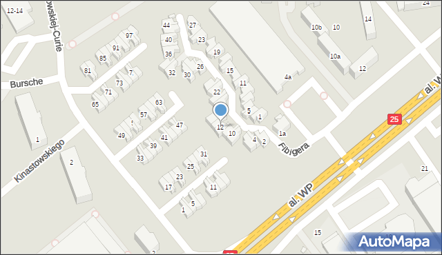 Kalisz, Fibigera Gustawa Arnolda, 12, mapa Kalisza