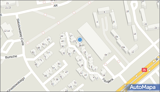 Kalisz, Fibigera Gustawa Arnolda, 19, mapa Kalisza