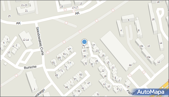 Kalisz, Fibigera Gustawa Arnolda, 42, mapa Kalisza