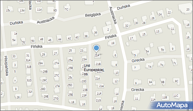 Koszalin, Fińska, 21A, mapa Koszalina