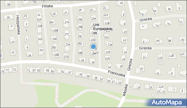 Koszalin, Fińska, 23F, mapa Koszalina