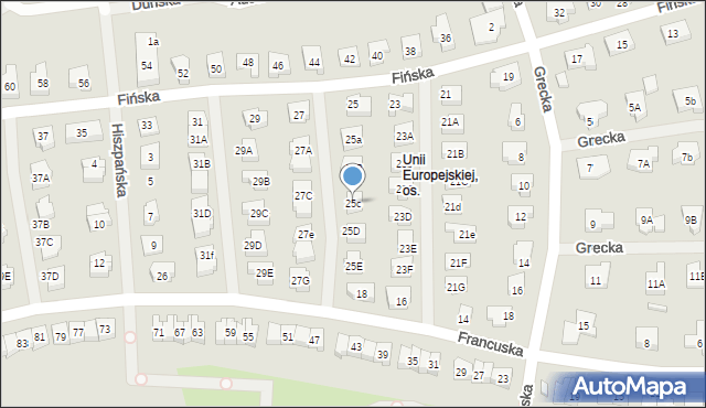 Koszalin, Fińska, 25c, mapa Koszalina