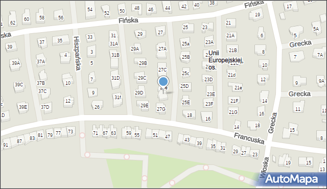 Koszalin, Fińska, 27f, mapa Koszalina