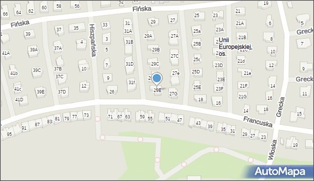 Koszalin, Fińska, 29E, mapa Koszalina