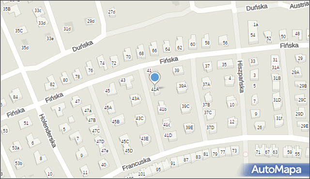 Koszalin, Fińska, 41A, mapa Koszalina