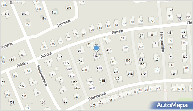 Koszalin, Fińska, 43A, mapa Koszalina