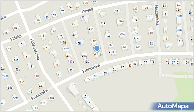 Koszalin, Fińska, 43F, mapa Koszalina