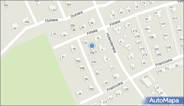 Koszalin, Fińska, 53a, mapa Koszalina