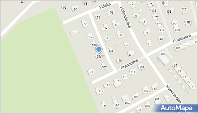 Koszalin, Fińska, 55c, mapa Koszalina