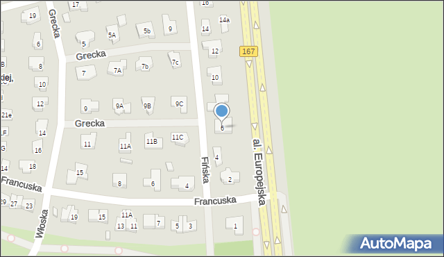 Koszalin, Fińska, 6, mapa Koszalina