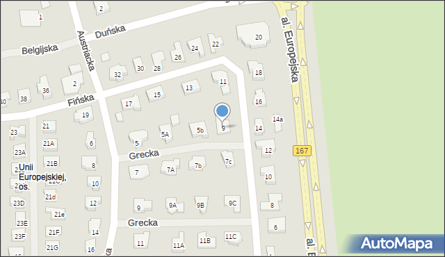 Koszalin, Fińska, 9, mapa Koszalina