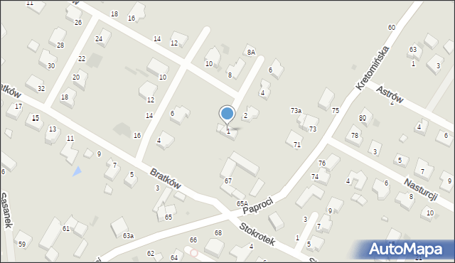 Koszalin, Fiołków, 1, mapa Koszalina