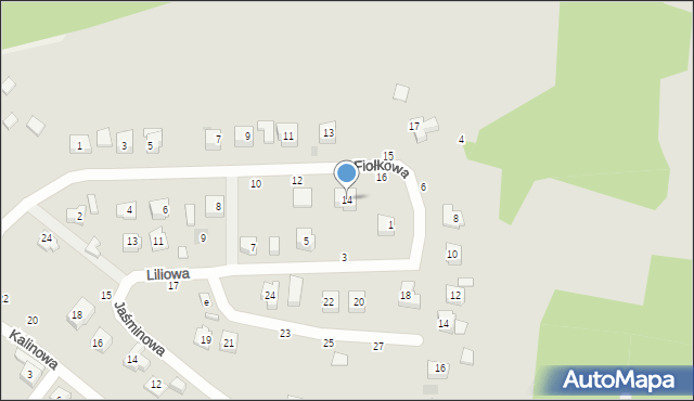 Krasnobród, Fiołkowa, 14, mapa Krasnobród